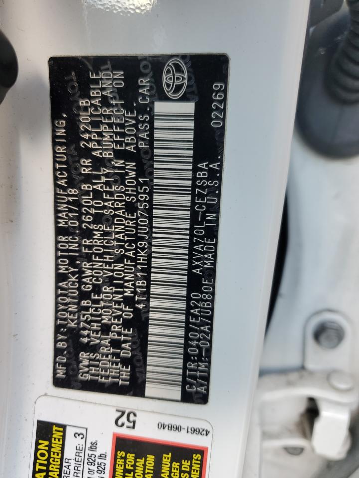 4T1B11HK9JU075951 2018 Toyota Camry L