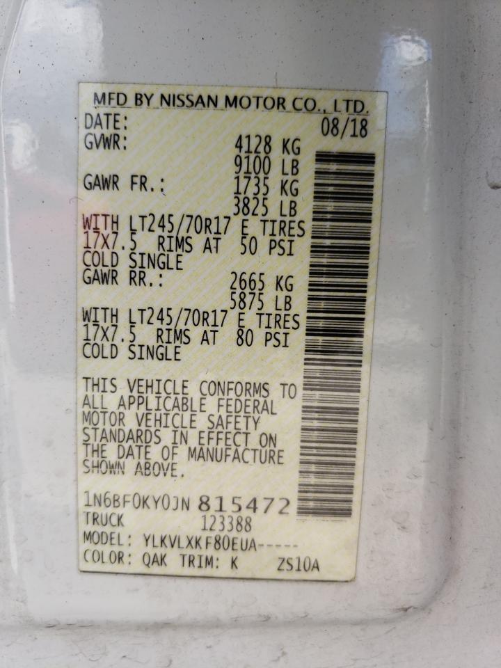 1N6BF0KY0JN815472 2018 Nissan Nv 1500 S