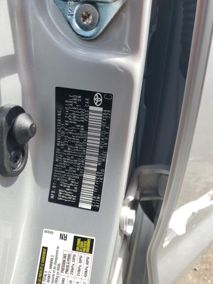 2022 Toyota Corolla Se VIN: 5YFS4MCE0NP104092 Lot: 73835314