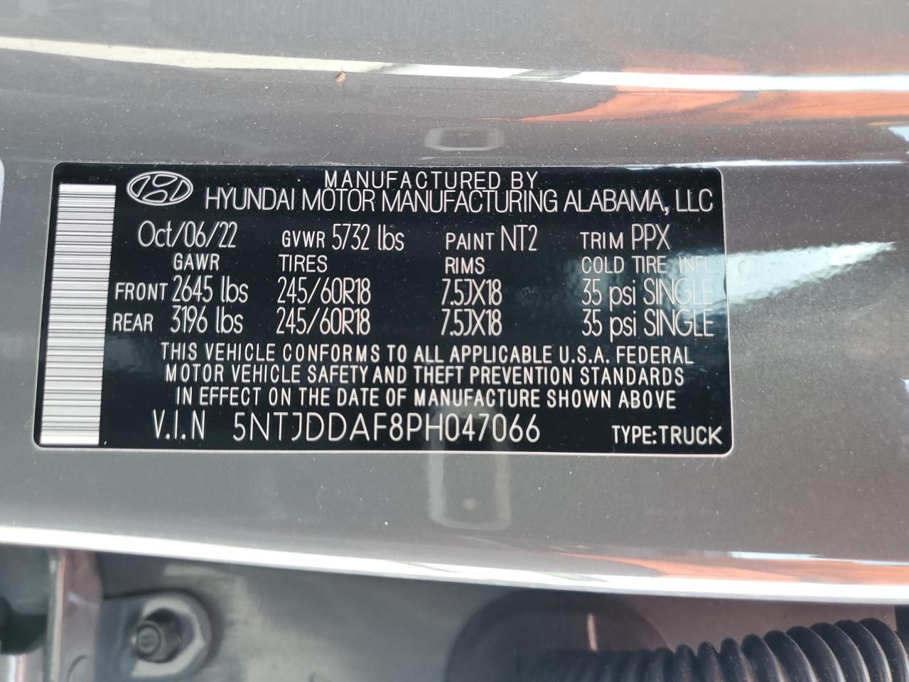 5NTJDDAF8PH047066 2023 Hyundai Santa Cruz Sel Premium