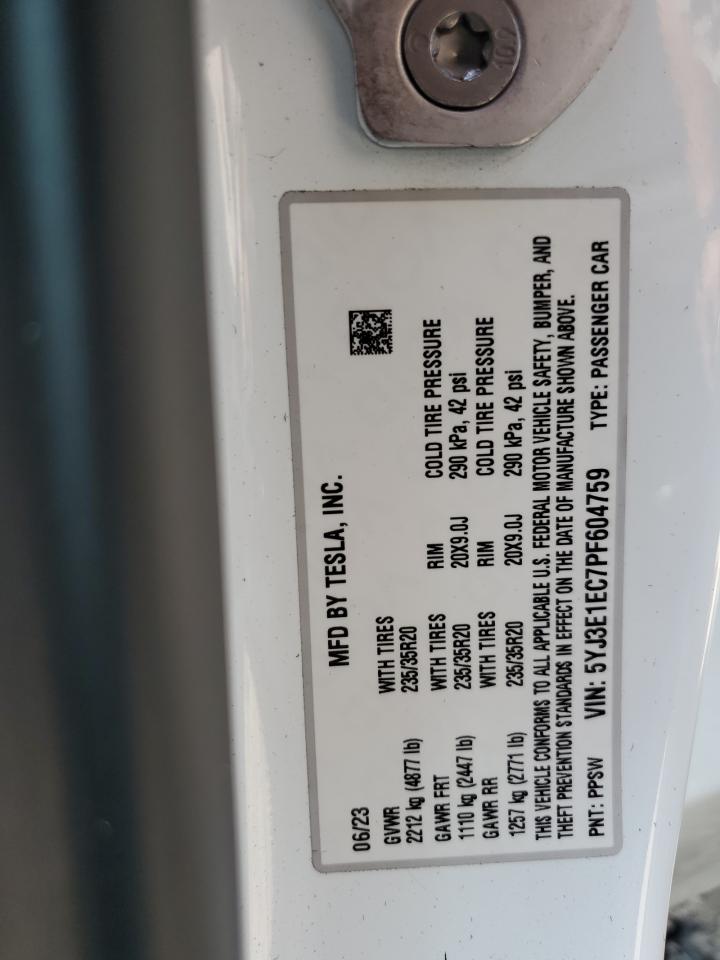 5YJ3E1EC7PF604759 2023 Tesla Model 3