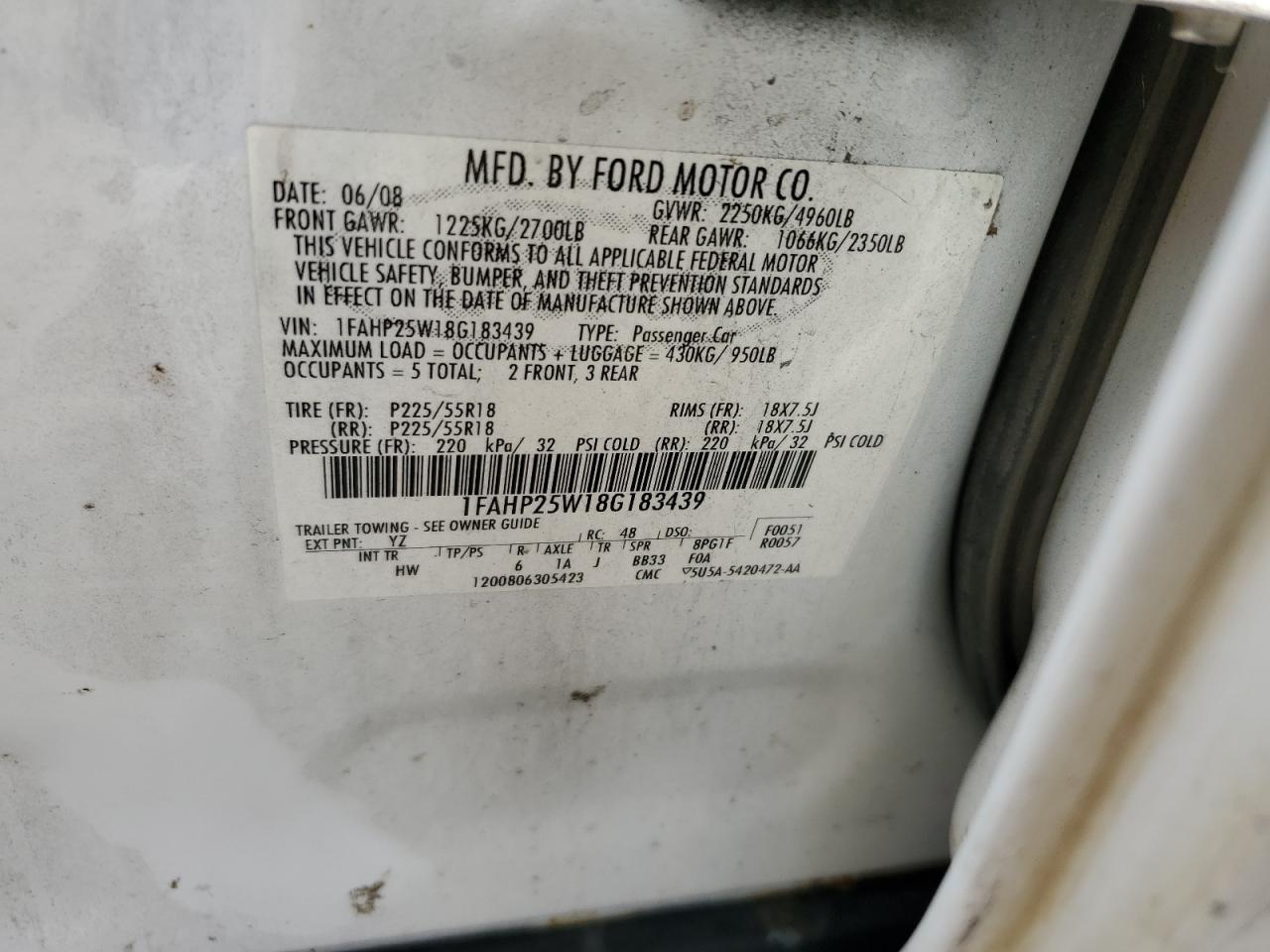 1FAHP25W18G183439 2008 Ford Taurus Limited