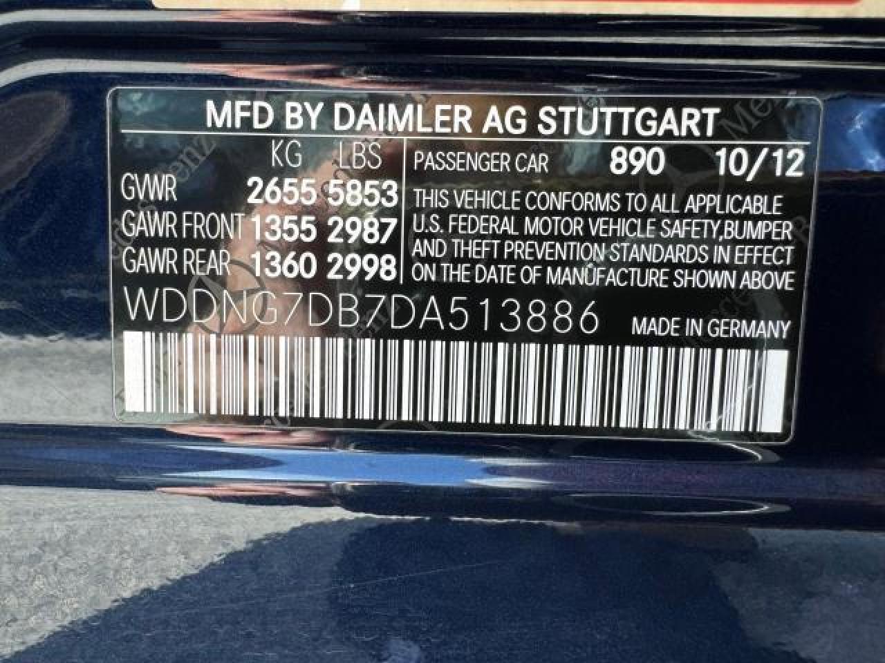 WDDNG7DB7DA513886 2013 Mercedes-Benz S 550