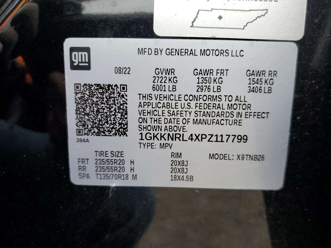 1GKKNRL4XPZ117799 2023 GMC Acadia Sle