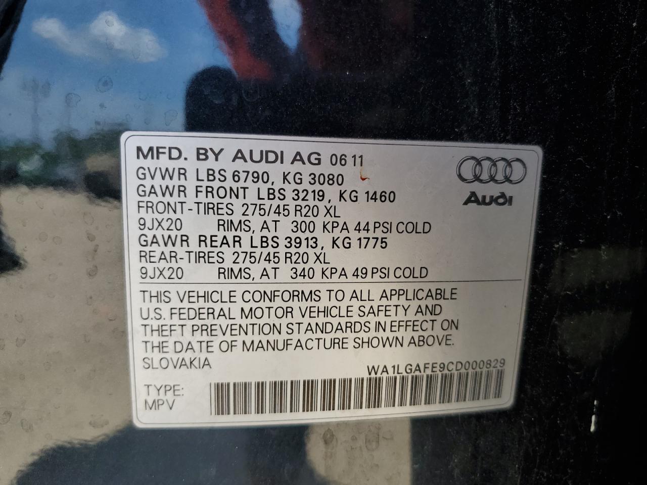 WA1LGAFE9CD000829 2012 Audi Q7 Premium Plus