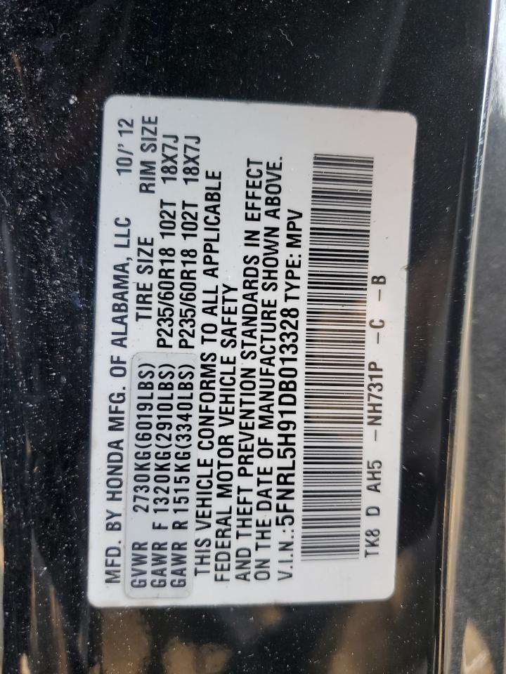 5FNRL5H91DB013328 2013 Honda Odyssey Touring