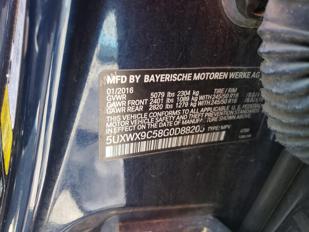 5UXWX9C58G0D88205 2016 BMW X3 xDrive28I