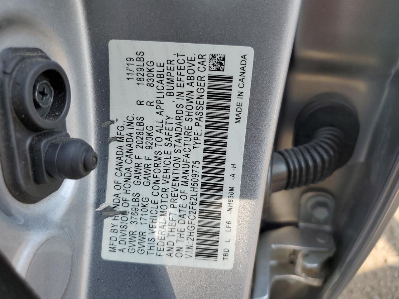 2HGFC2F62LH509775 2020 Honda Civic Lx