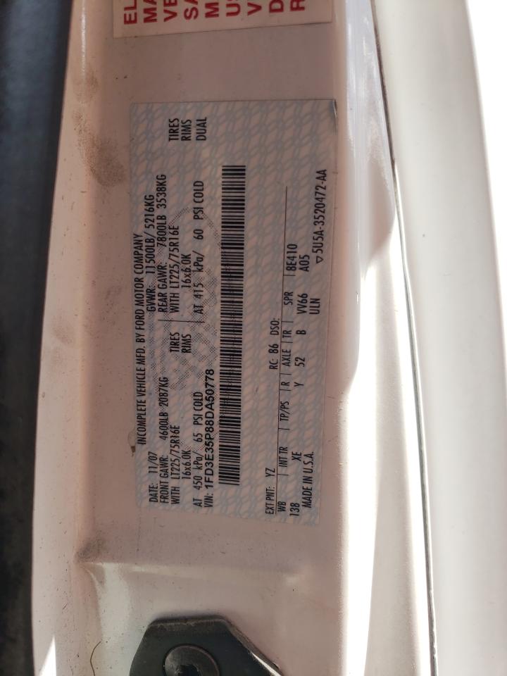 2008 Ford Econoline E350 Super Duty Cutaway Van VIN: 1FD3E35P88DA50778 Lot: 72650424