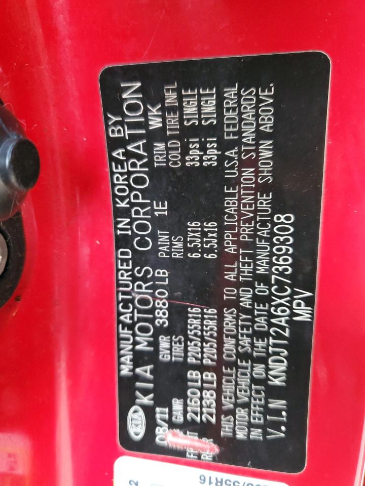 2012 Kia Soul + VIN: KNDJT2A6XC7369308 Lot: 71031064