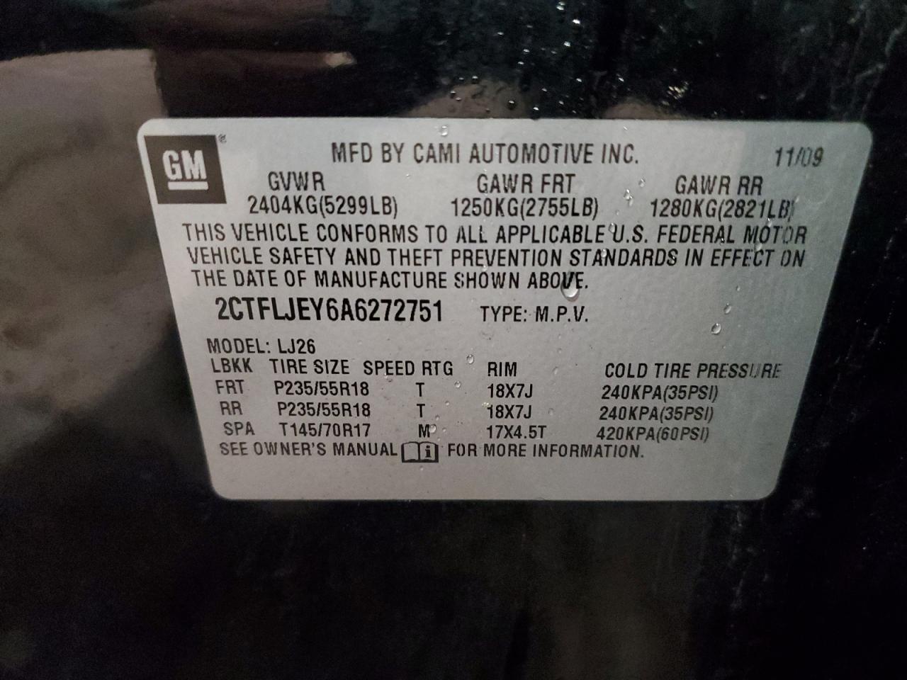 2010 GMC Terrain Slt VIN: 2CTFLJEY6A6272751 Lot: 71580944