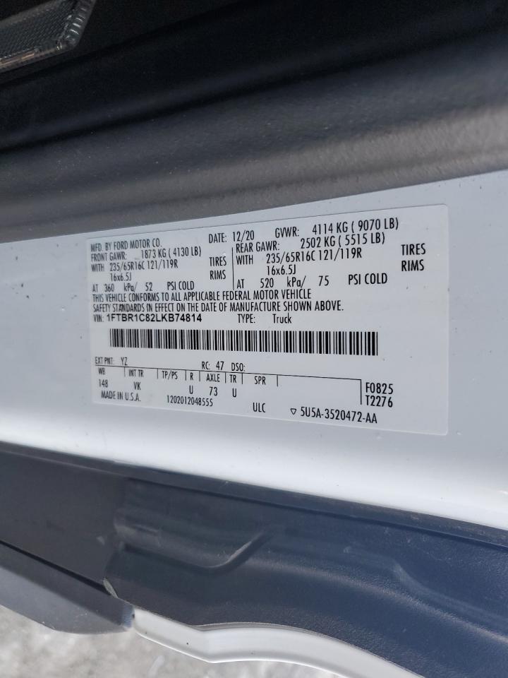 2020 Ford Transit T-250 VIN: 1FTBR1C82LKB74814 Lot: 71786194