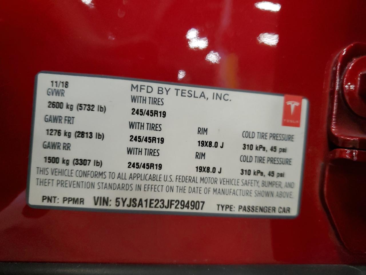 5YJSA1E23JF294907 2018 Tesla Model S