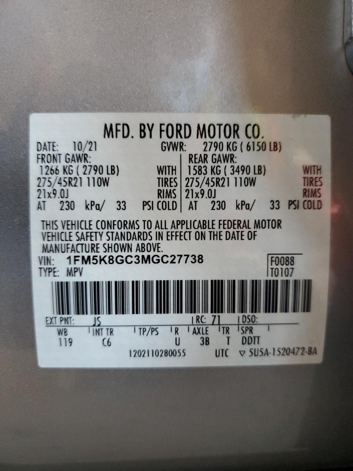 1FM5K8GC3MGC27738 2021 Ford Explorer St