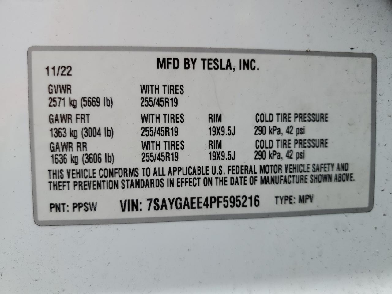 7SAYGAEE4PF595216 2023 Tesla Model Y