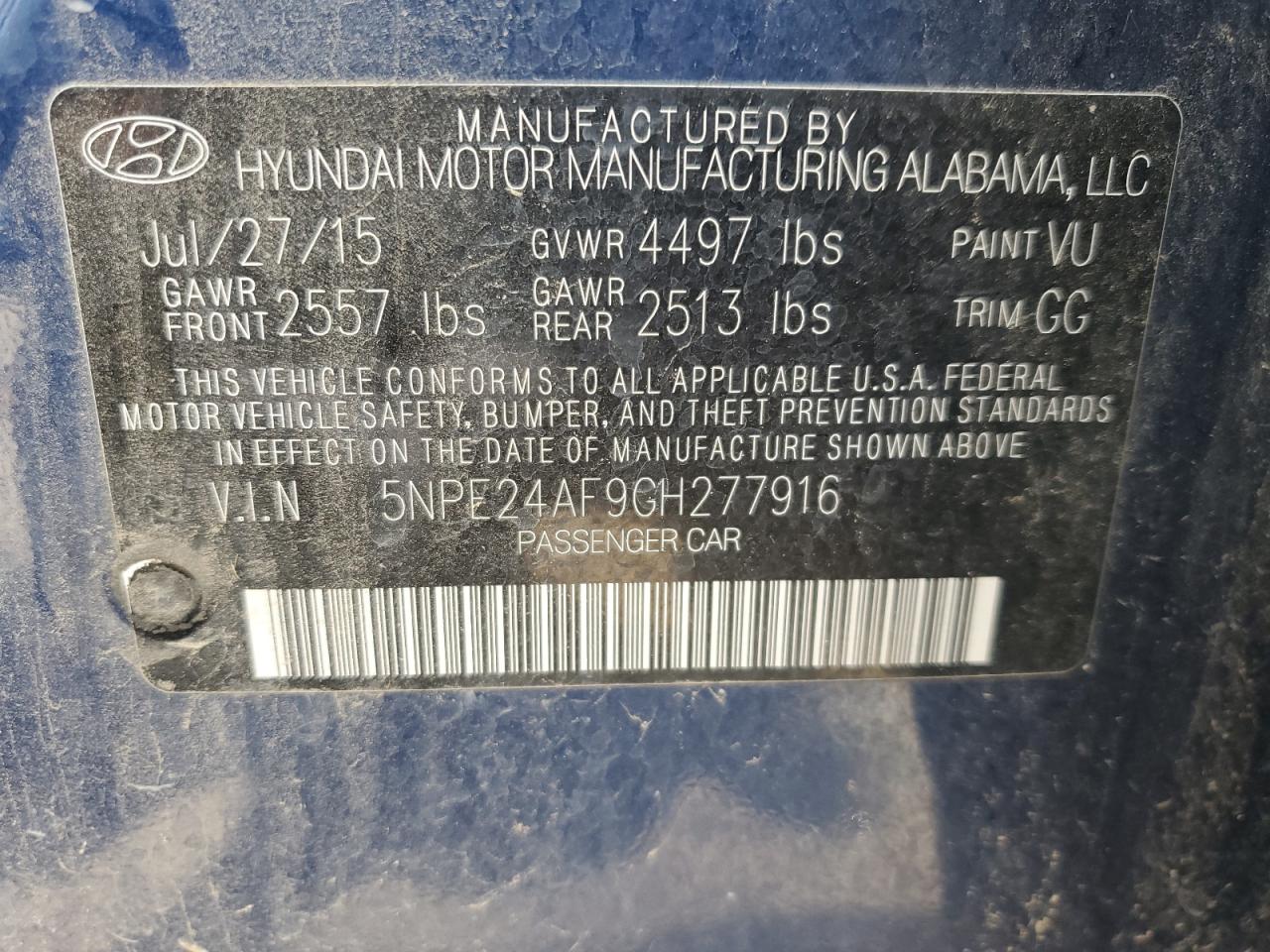 5NPE24AF9GH277916 2016 HYUNDAI SONATA - Image 12