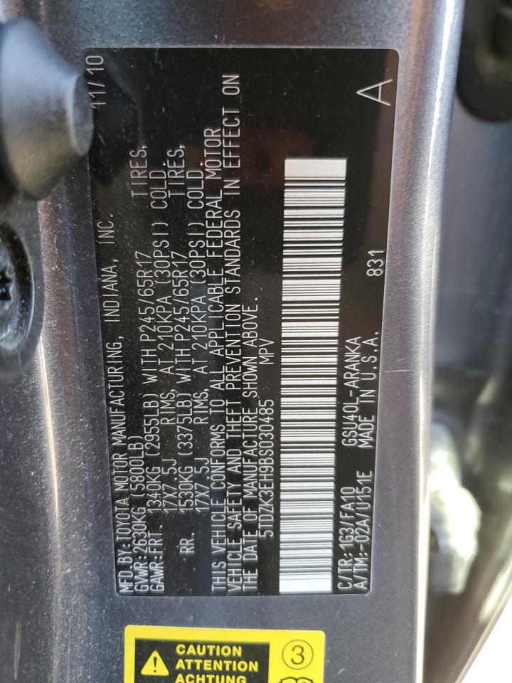 5TDZK3EH9BS030485 2011 Toyota Highlander Base