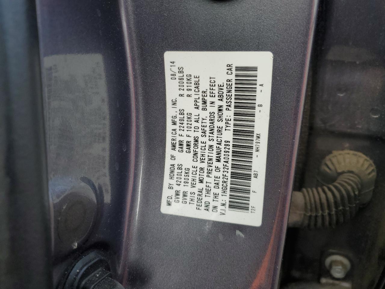 1HGCR2F32FA009299 2015 Honda Accord Lx