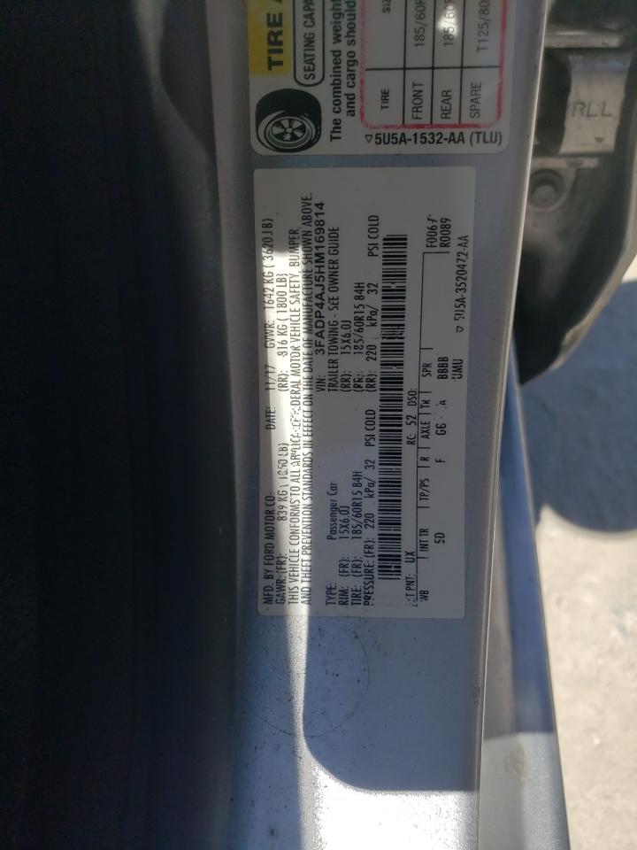 2017 Ford Fiesta S VIN: 3FADP4AJ5HM169814 Lot: 71072584