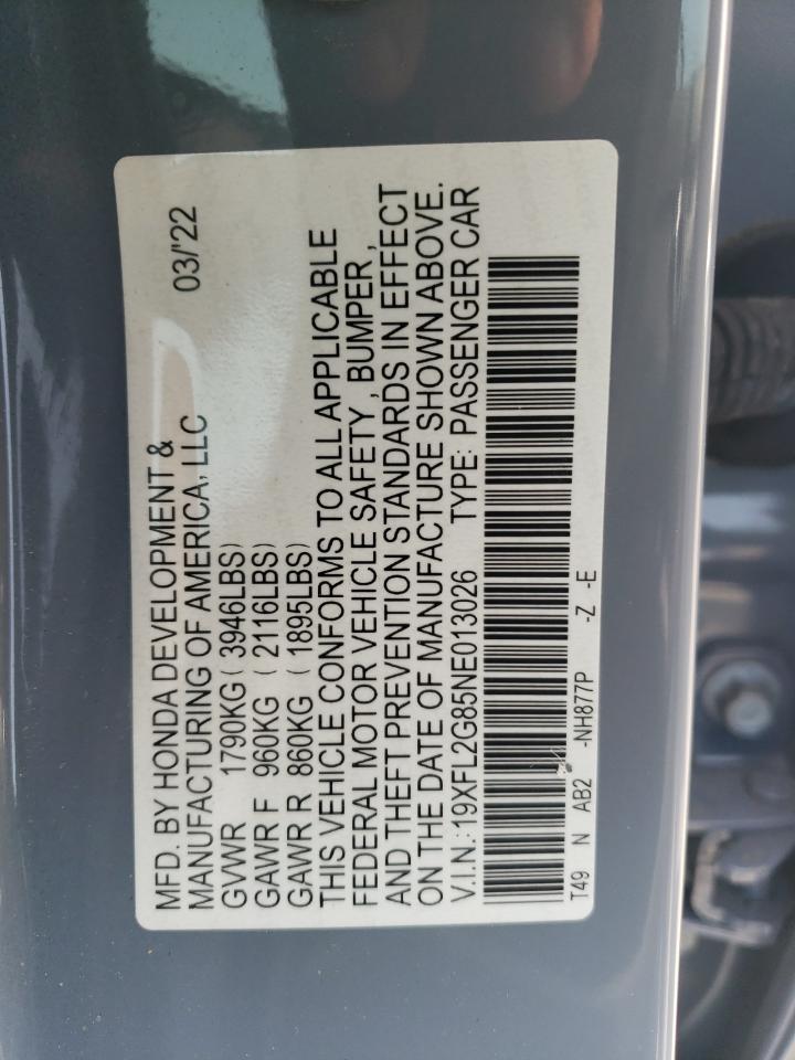 19XFL2G85NE013026 2022 HONDA CIVIC - Image 12