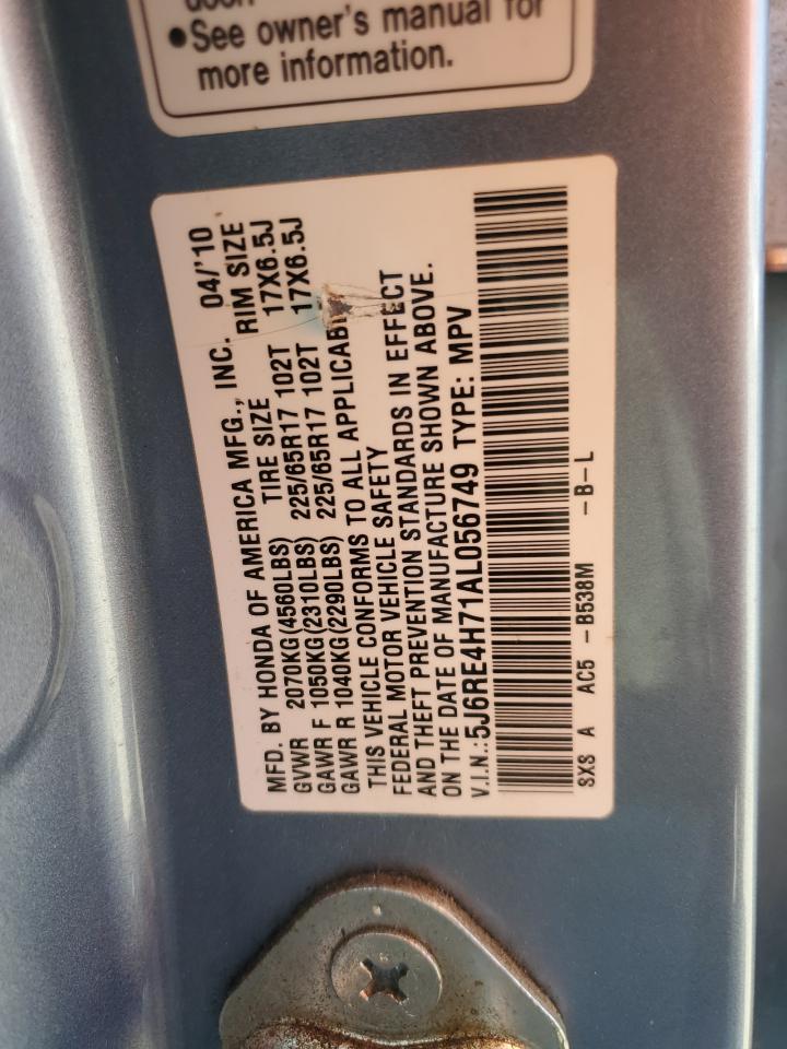 5J6RE4H71AL056749 2010 Honda Cr-V Exl