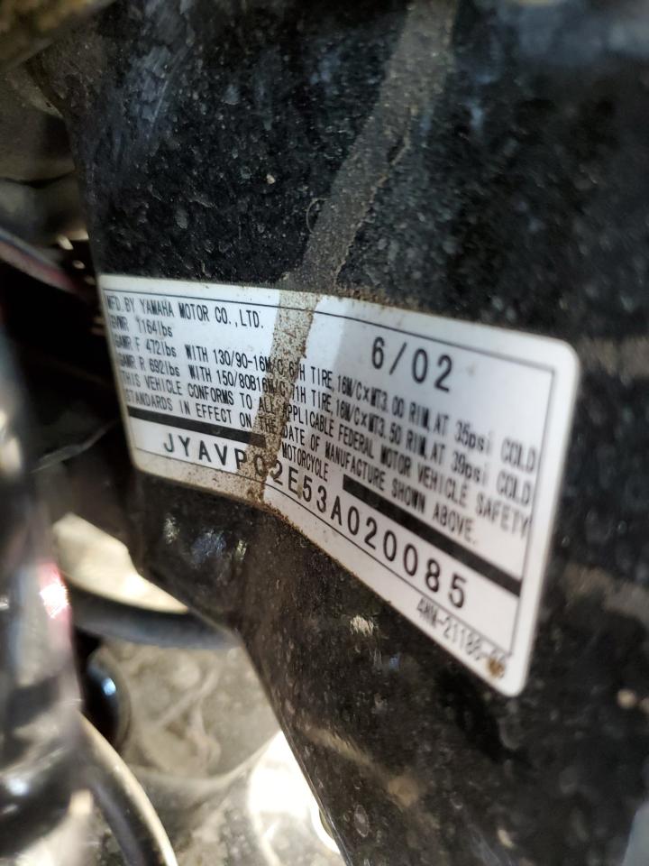 2003 Yamaha Xv1600 As VIN: JYAVP02E53A020085 Lot: 73235724