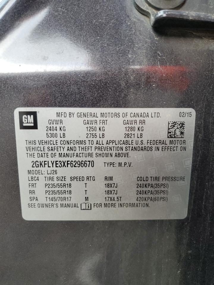 2015 GMC Terrain Slt VIN: 2GKFLYE3XF6296670 Lot: 73287004