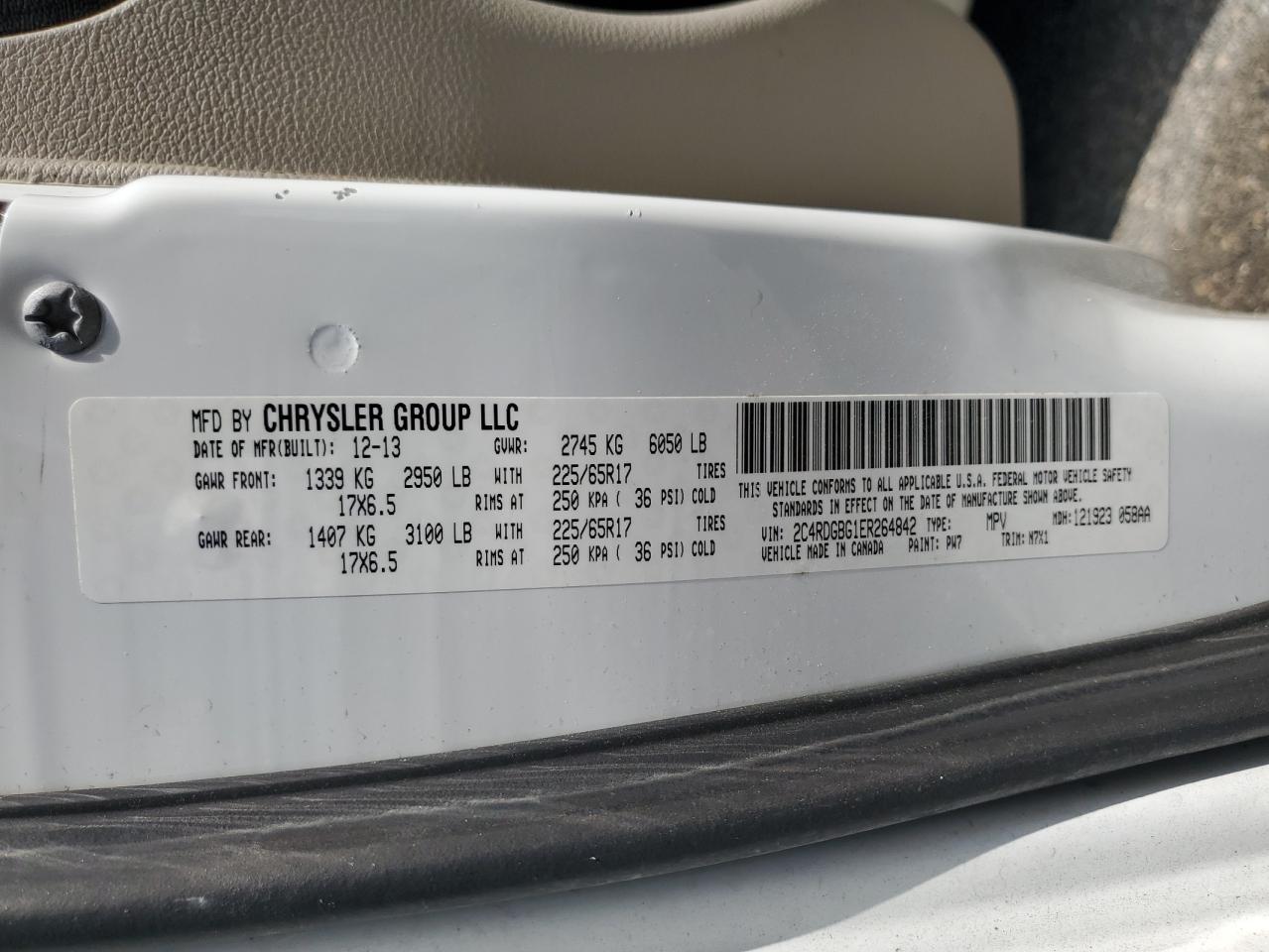 2C4RDGBG1ER264842 2014 Dodge Grand Caravan Se