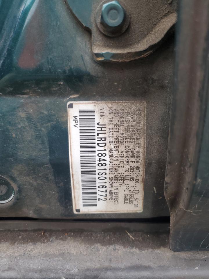 2001 Honda Cr-V Lx VIN: JHLRD18481S016772 Lot: 71835094