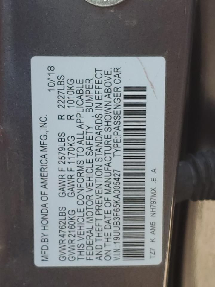 19UUB3F65KA005427 2019 Acura Tlx Technology