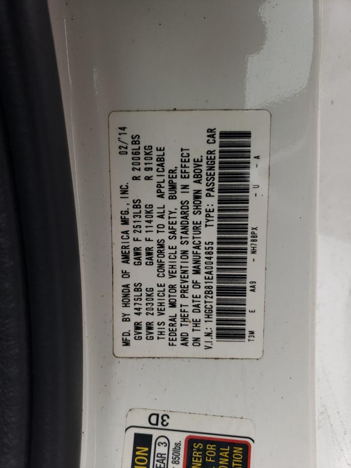 1HGCT2B81EA004855 2014 Honda Accord Exl