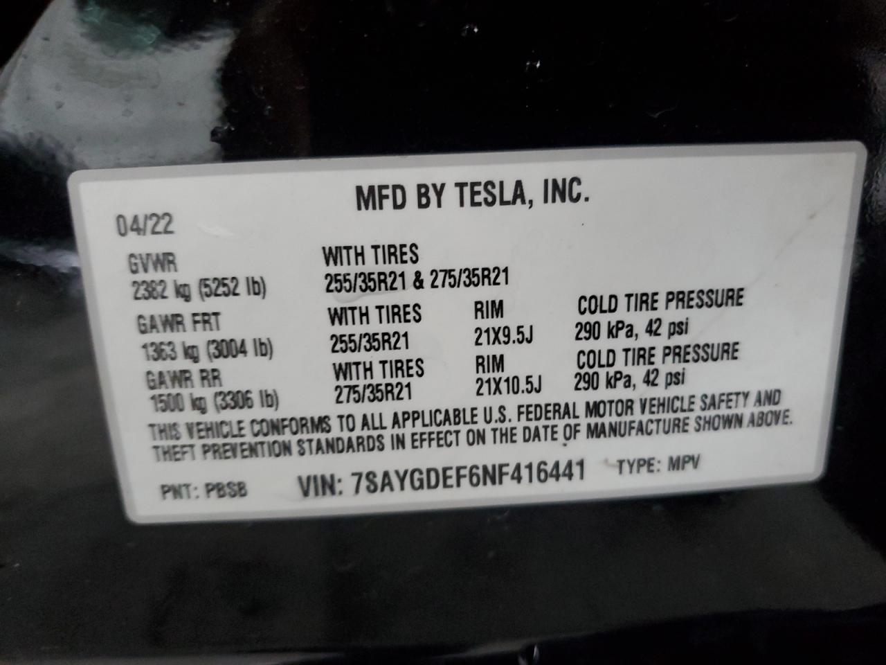 7SAYGDEF6NF416441 2022 Tesla Model Y