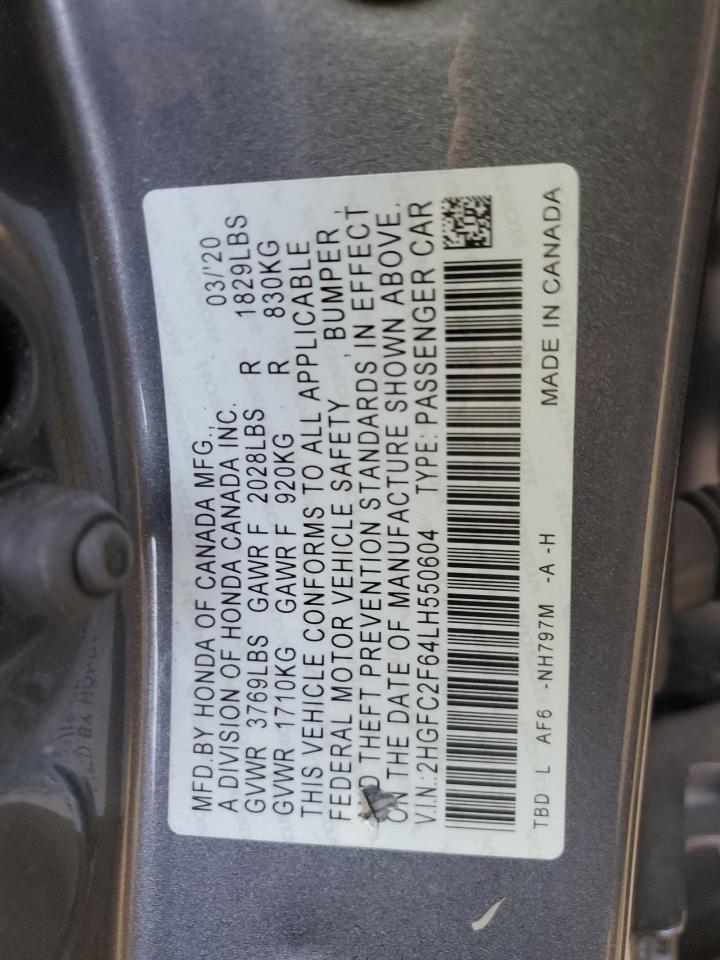 2HGFC2F64LH550604 2020 Honda Civic Lx