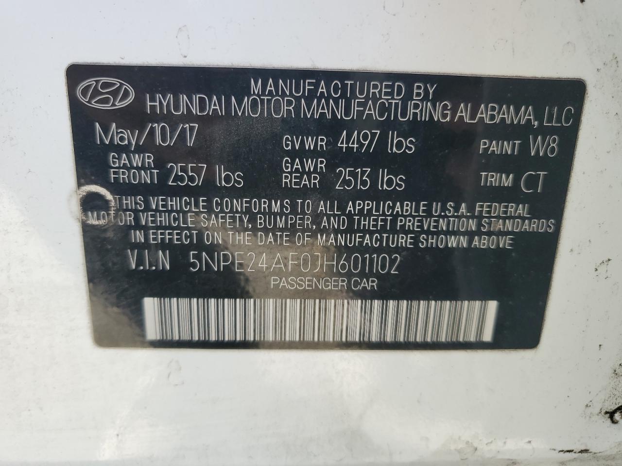 2018 Hyundai Sonata Se VIN: 5NPE24AF0JH601102 Lot: 71166514