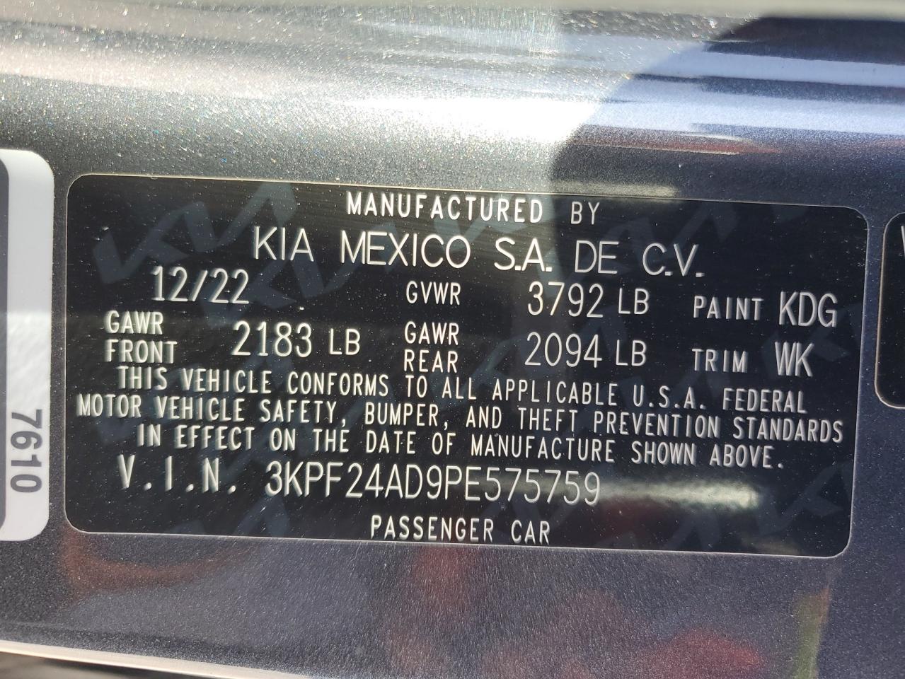 3KPF24AD9PE575759 2023 Kia Forte Lx