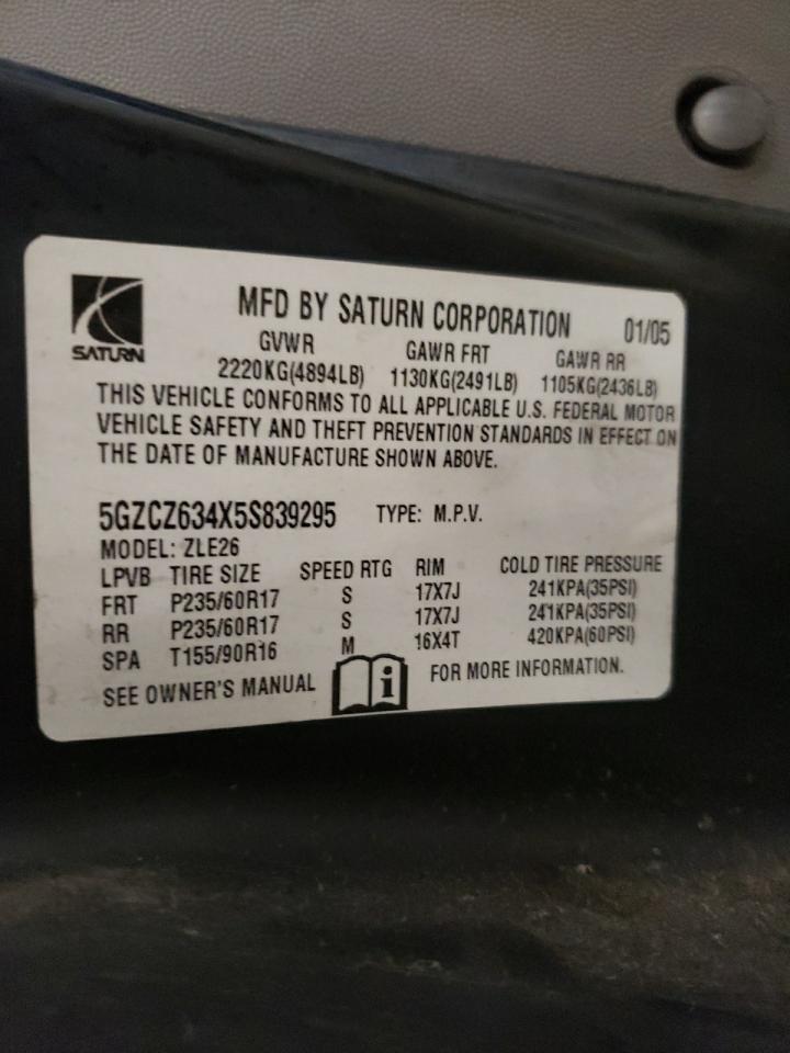 2005 Saturn Vue VIN: 5GZCZ634X5S839295 Lot: 71680524