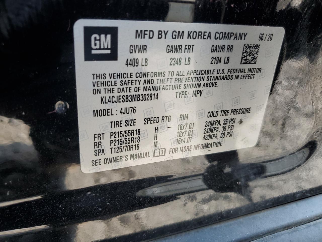 KL4CJESB3MB302814 2021 Buick Encore Preferred