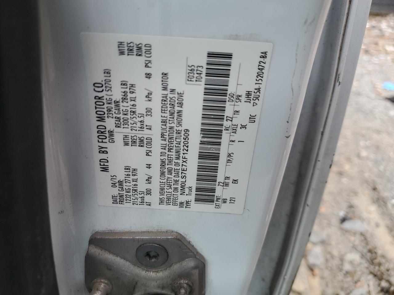 NM0LS7E7XF1220509 2015 Ford Transit Connect Xl