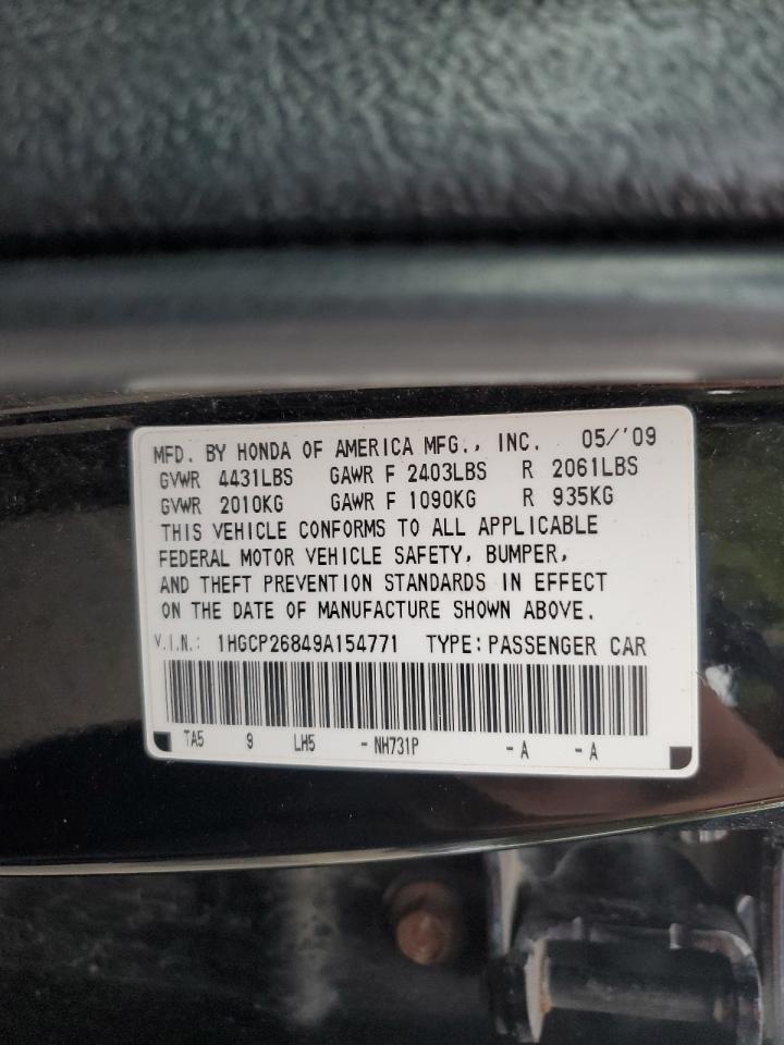 2009 Honda Accord Exl VIN: 1HGCP26849A154771 Lot: 71956564