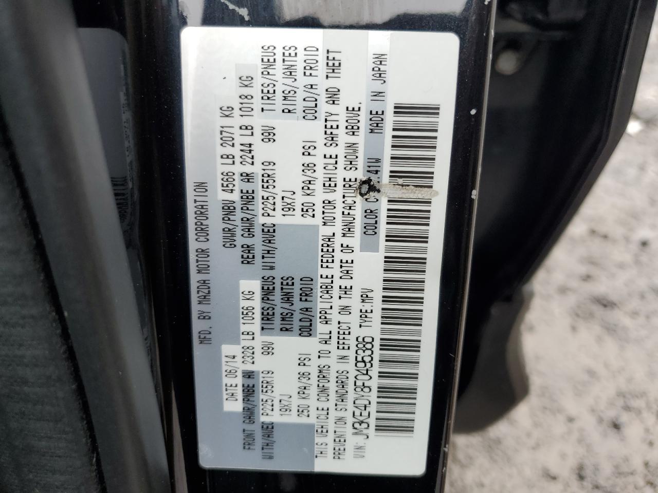 JM3KE4DY8F0495386 2015 Mazda Cx-5 Gt