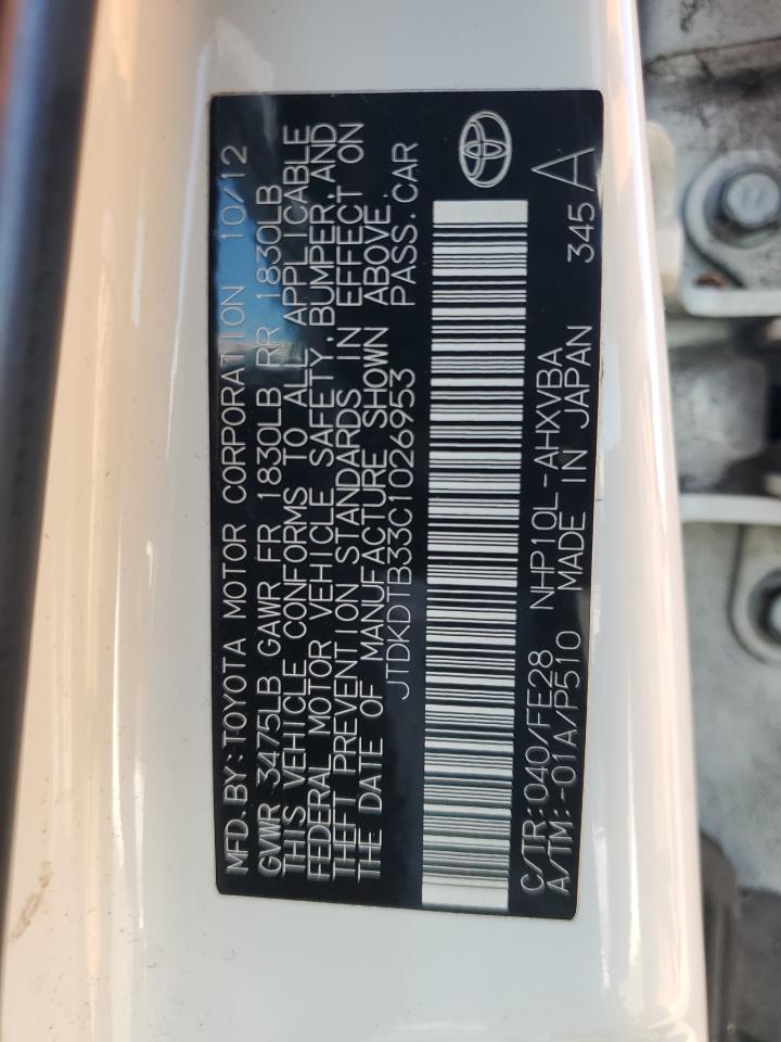 JTDKDTB33C1026953 2012 Toyota Prius C