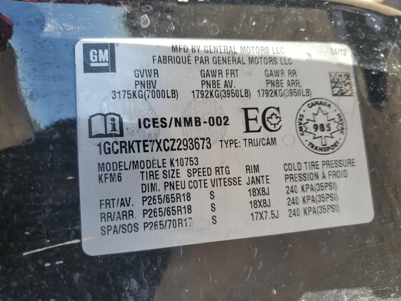 2012 Chevrolet Silverado K1500 Ltz VIN: 1GCRKTE7XCZ293673 Lot: 73612704