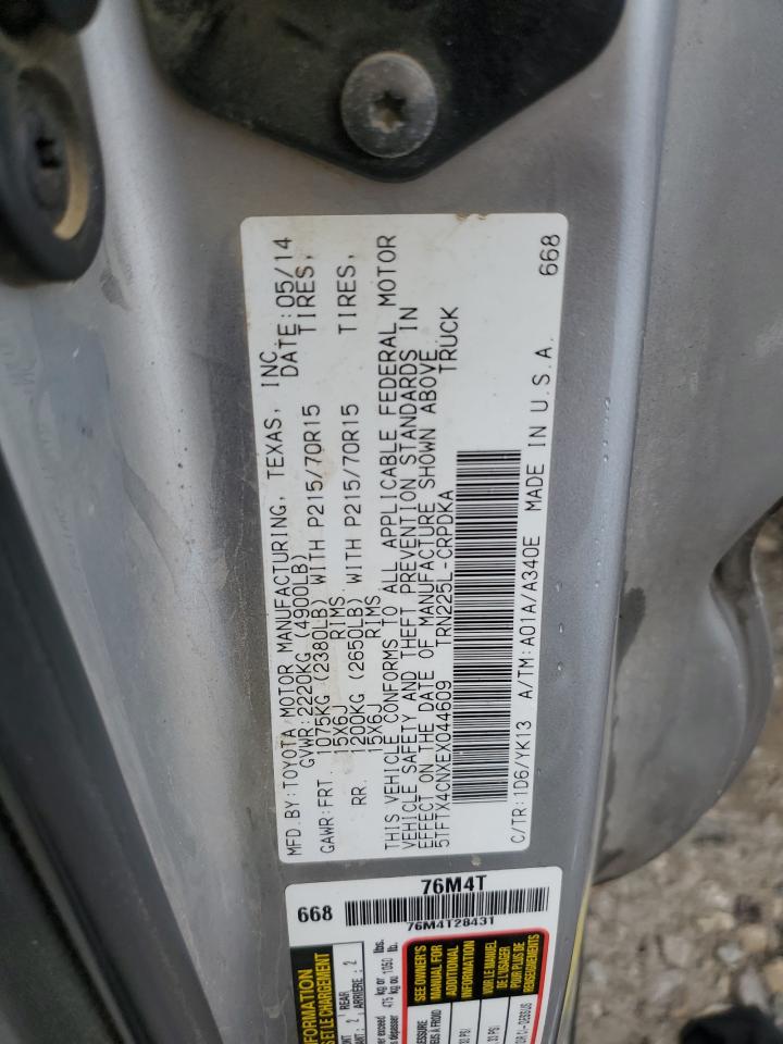 5TFTX4CNXEX044609 2014 Toyota Tacoma Access Cab