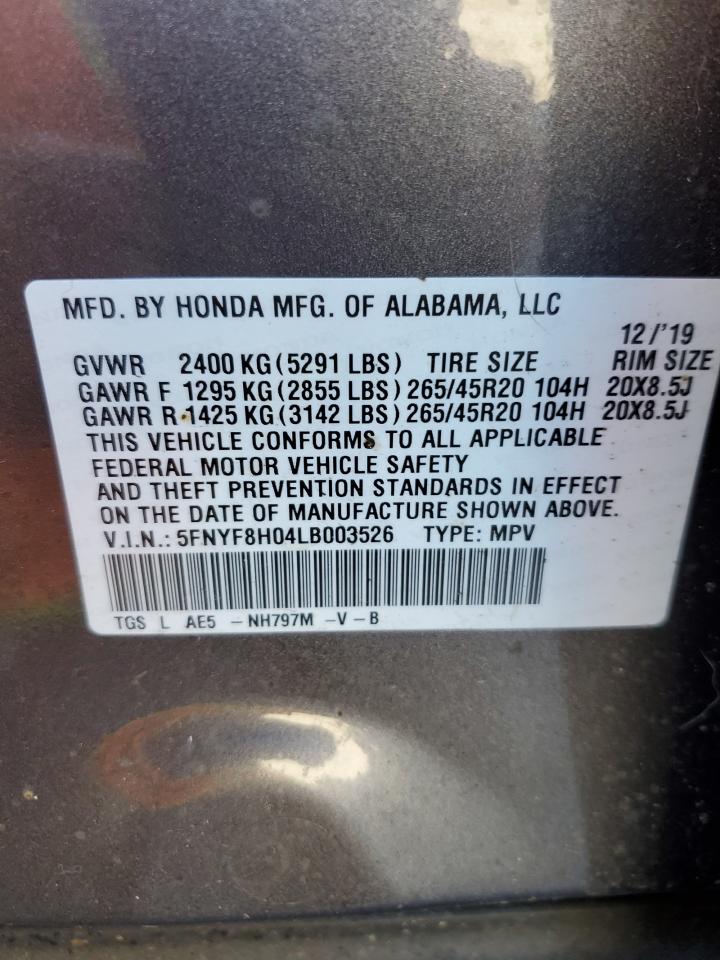 5FNYF8H04LB003526 2020 Honda Passport Elite