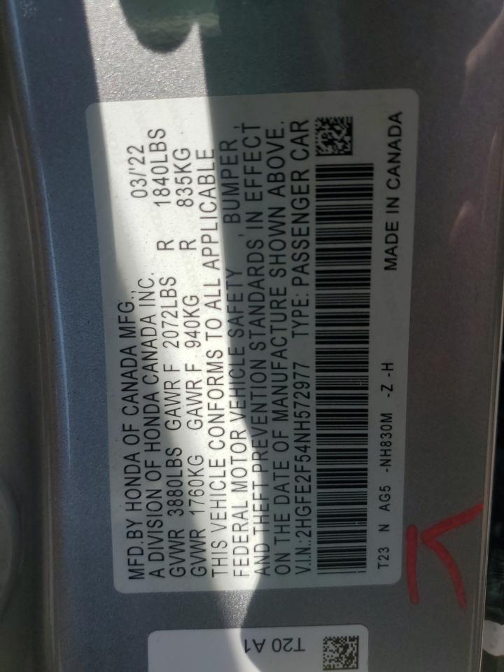 2HGFE2F54NH572977 2022 Honda Civic Sport 2HGFE2F54NH572977 2022 Honda Civic Sport