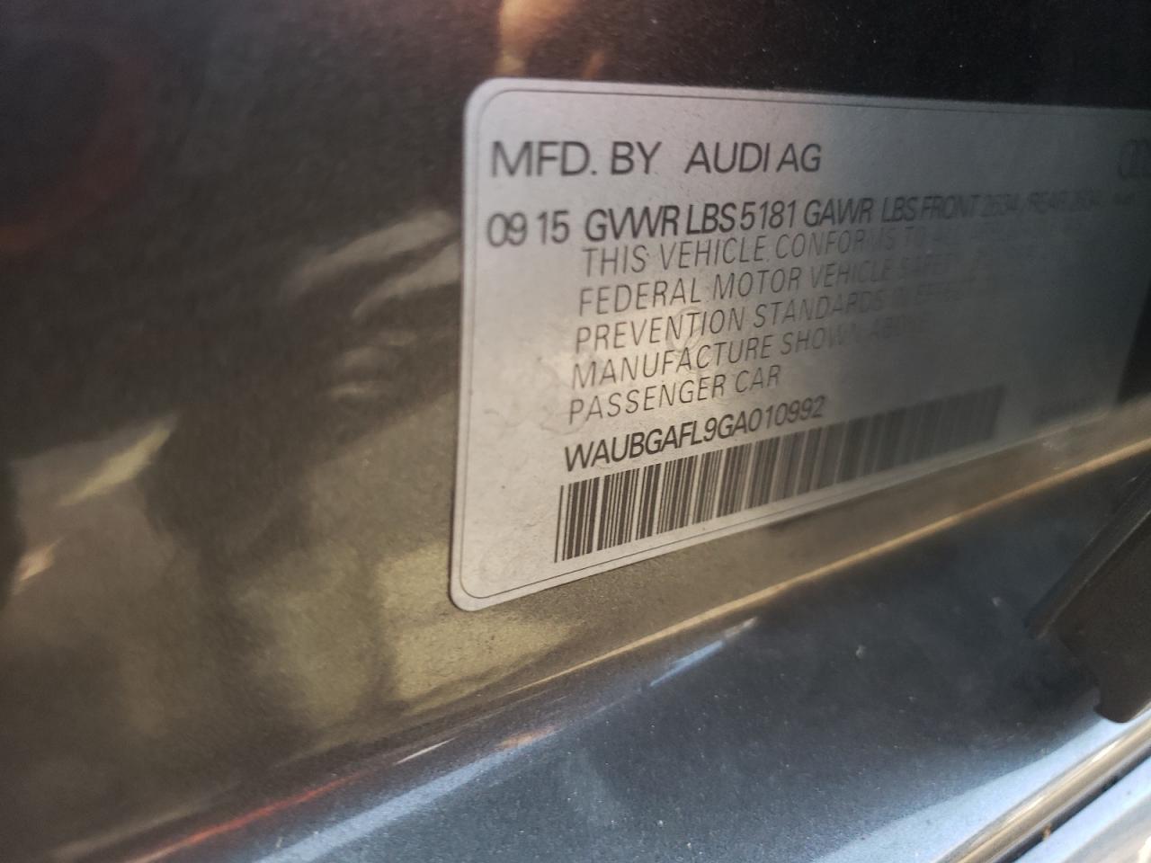 WAUBGAFL9GA010992 2016 Audi S4 Premium Plus