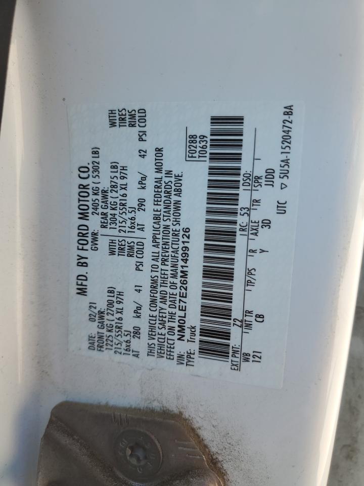 NM0LE7E26M1499126 2021 Ford Transit Connect Xl