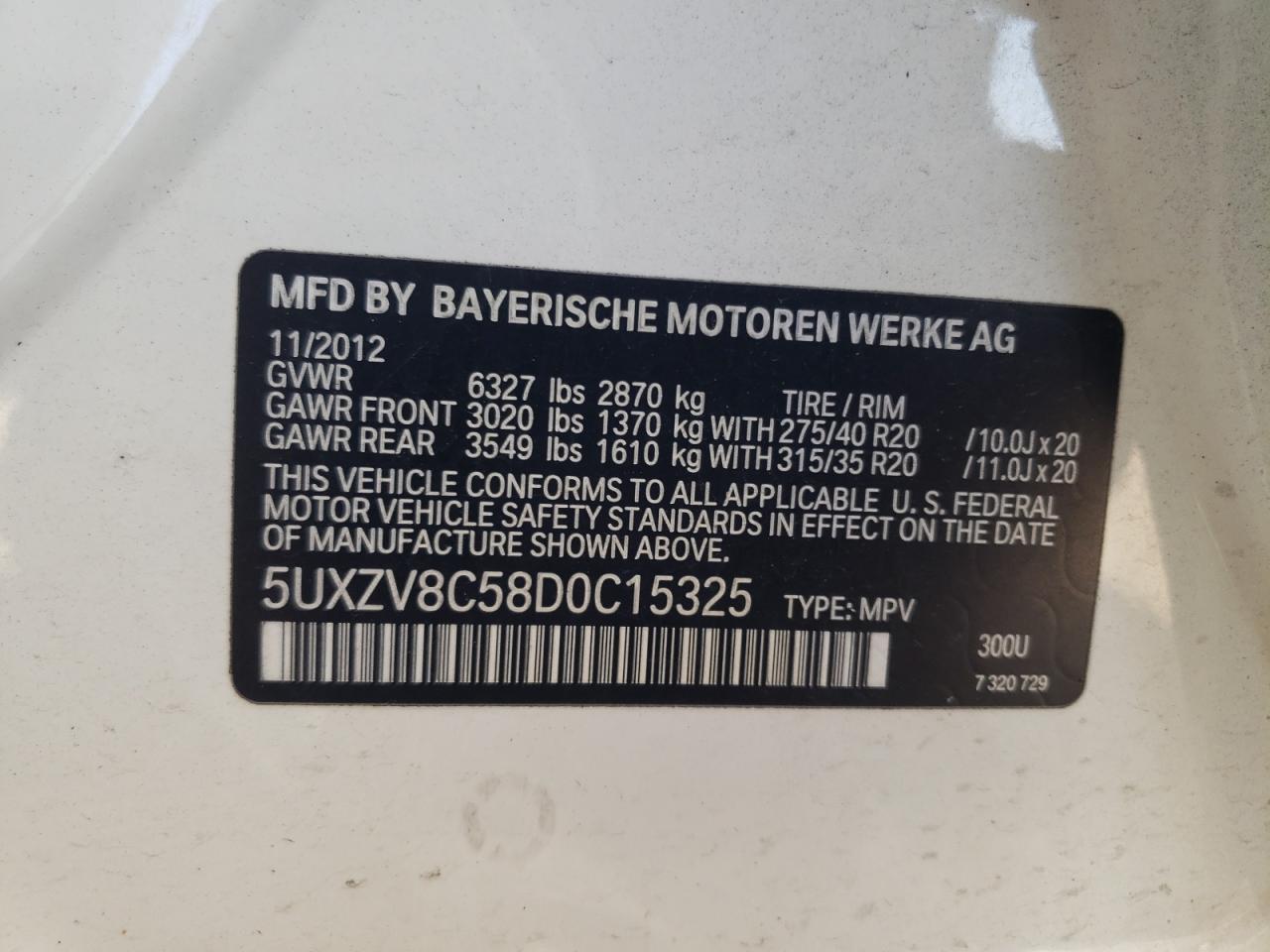 5UXZV8C58D0C15325 2013 BMW X5 xDrive50I