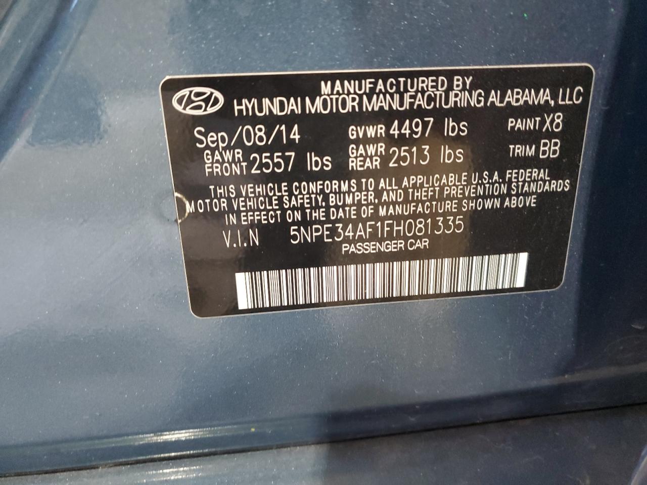 5NPE34AF1FH081335 2015 Hyundai Sonata Sport