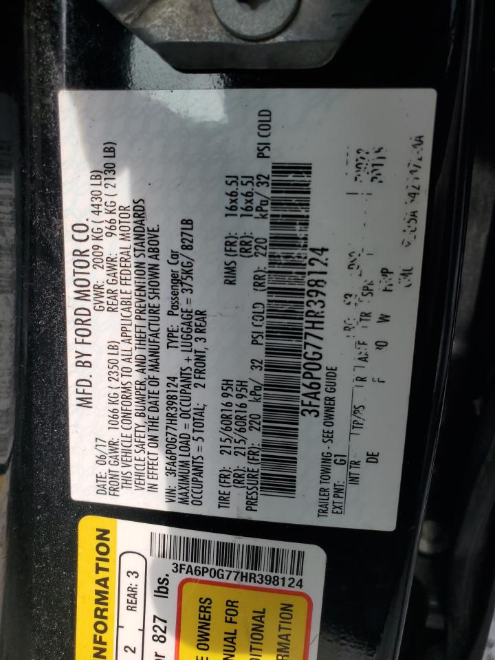 3FA6P0G77HR398124 2017 Ford Fusion S